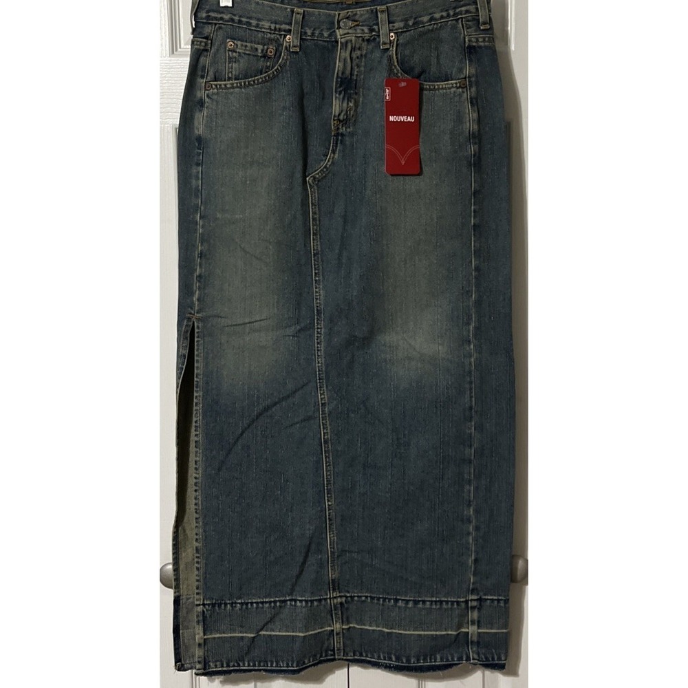 Vintage Levi's NWT Old Stock Side Slit Fray Hem Maxi Jean Skirt SZ 10 (32x40)